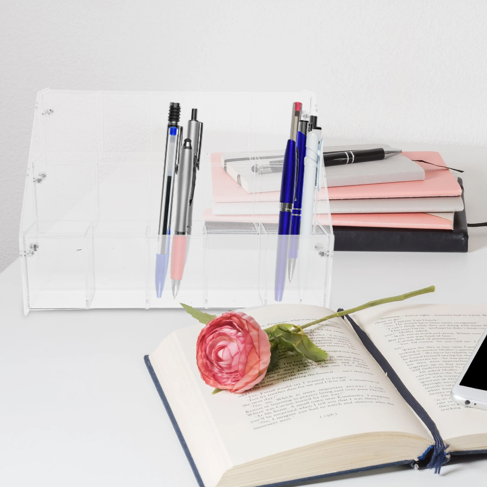 Stationery And Office Supply Stores - Modern Clear Acrylic Pen Display Stand