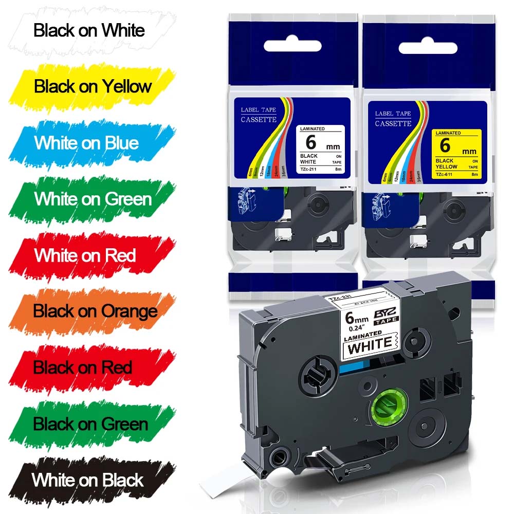 Label Printer Tape - 1pack TZe211 Ptouch 6mm/0.24“ TZ tape