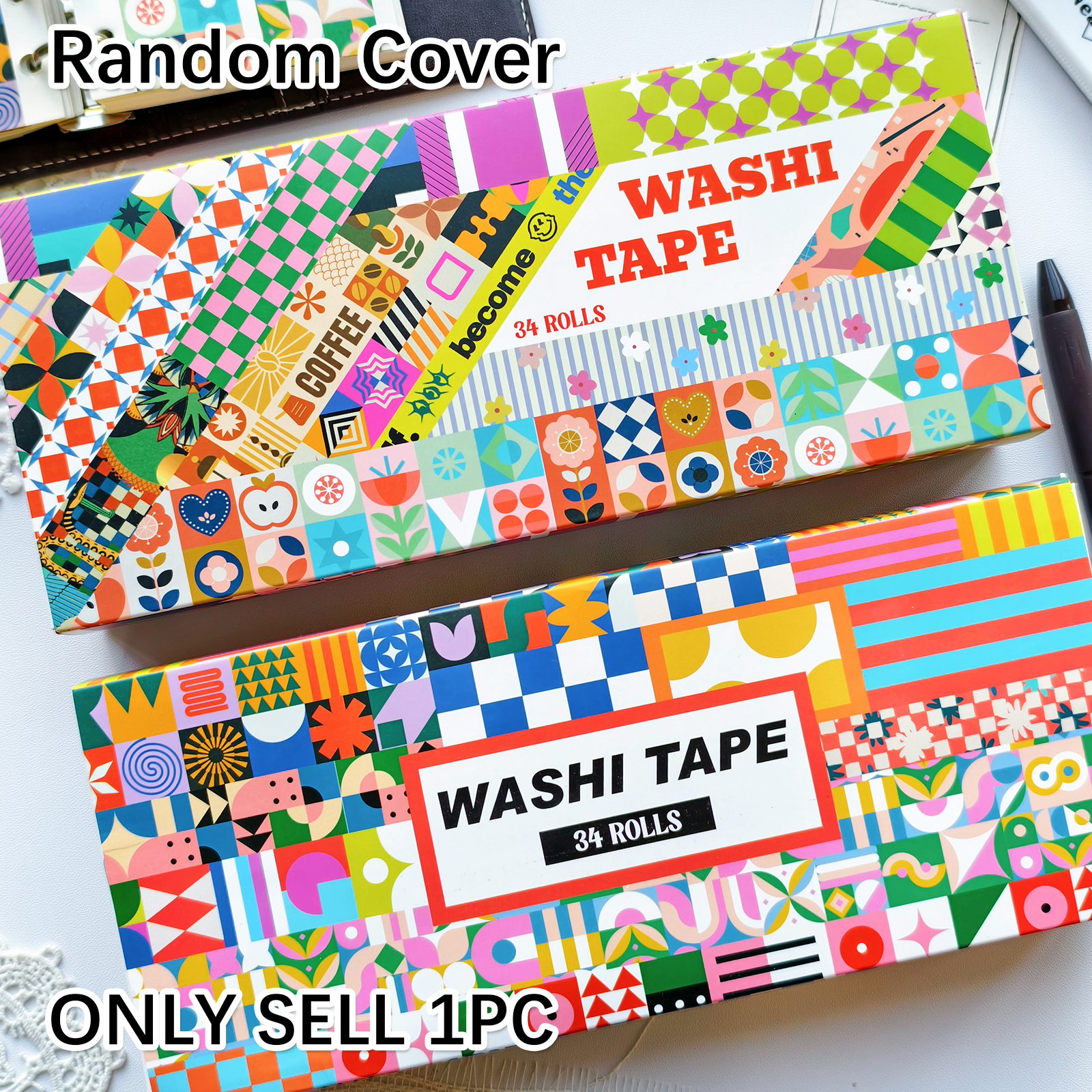 Washi Tape Set - Random Cover 34 Rolls Aesthetics Washi