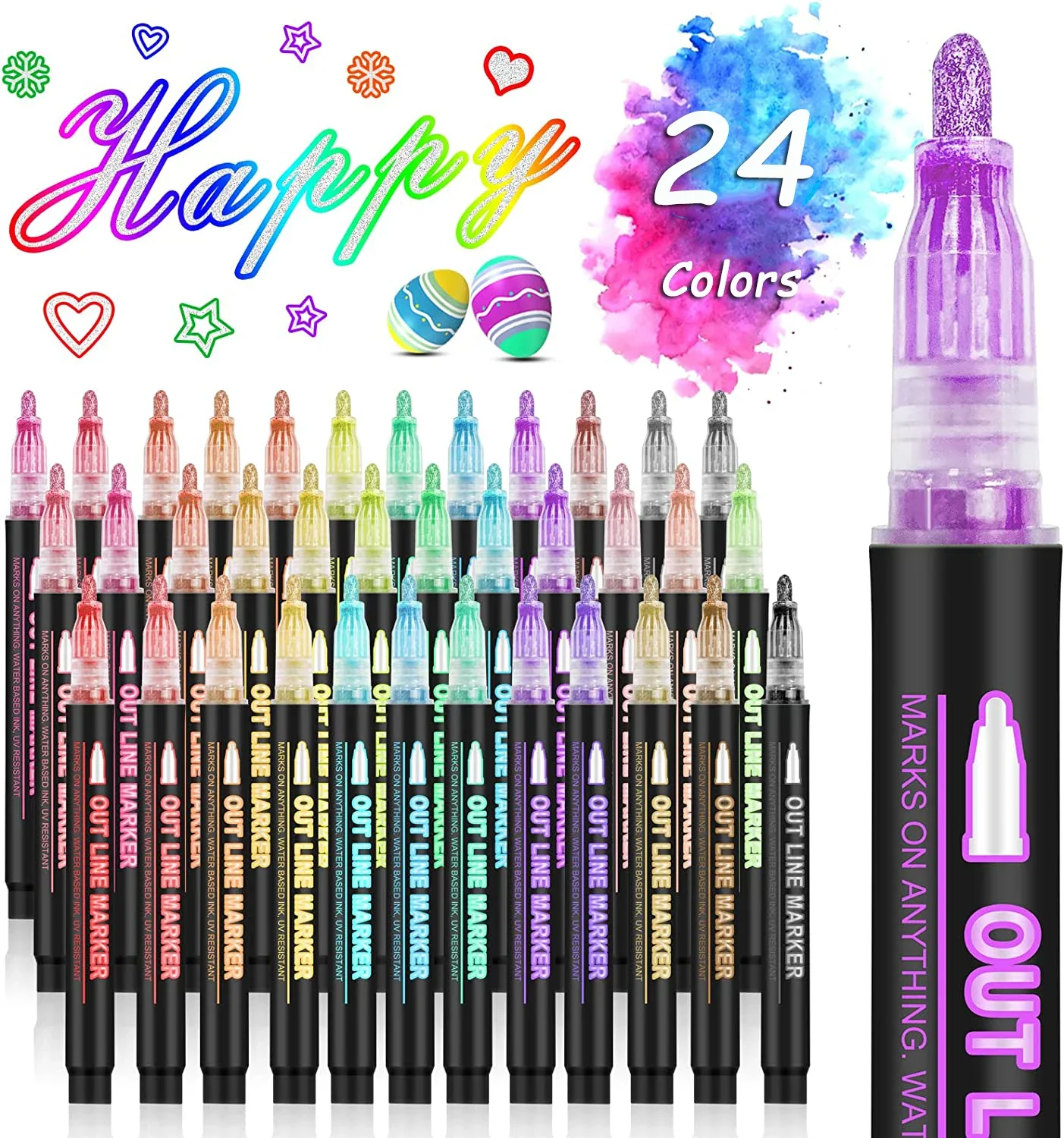 36 Color Double Line Outline A – обзор и цена Highlighter Set Pastel