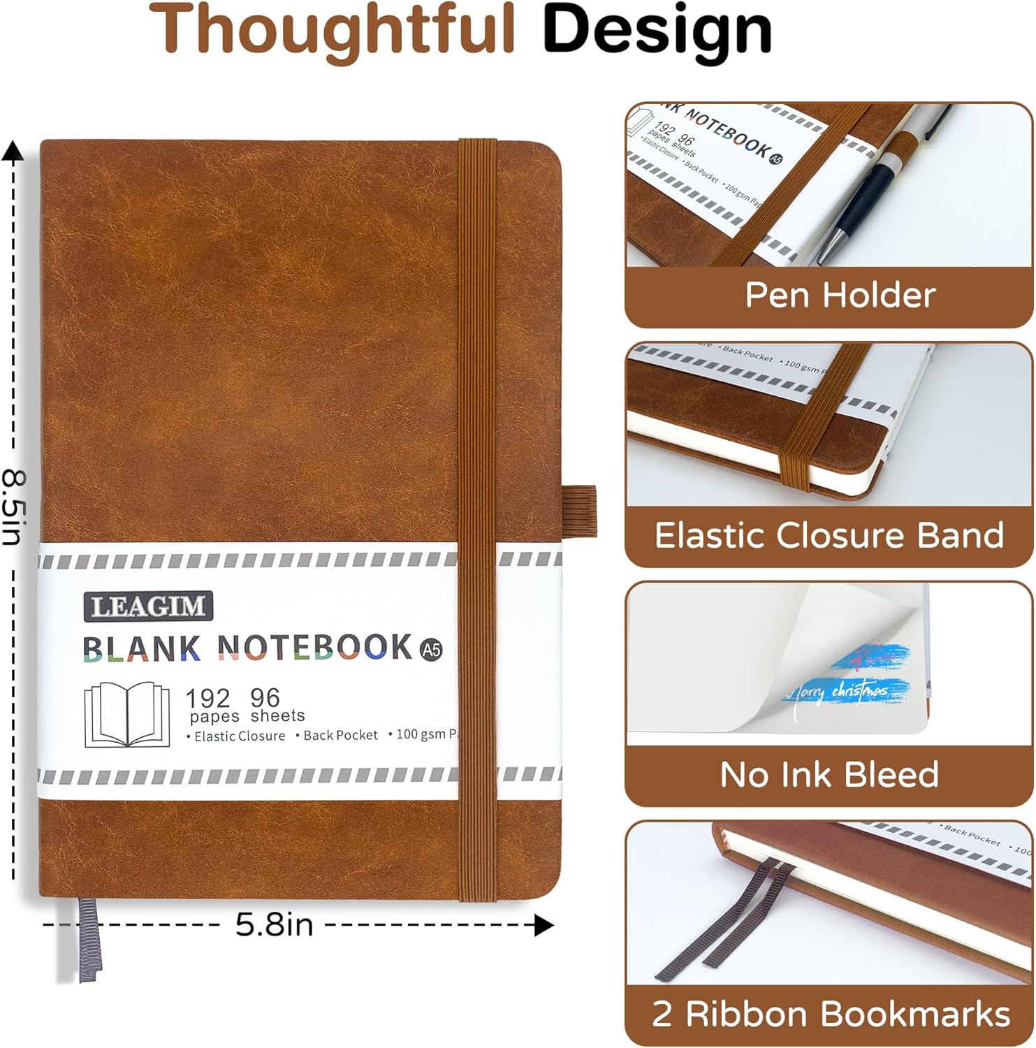 A5 Blank Journal Notebook 192  – обзор и цена Journal Leather Hardcover