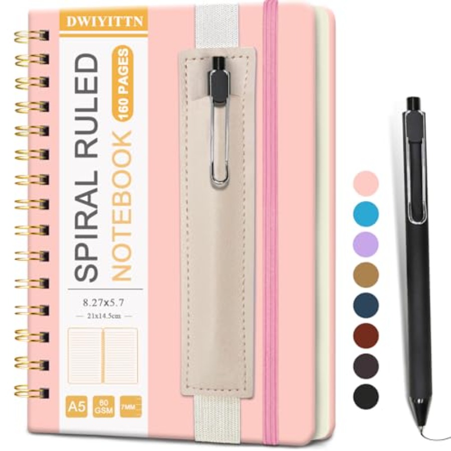 A5 Spiral Notebook w/ Pen, 5.7 – обзор и цена Journal Leather Hardcover