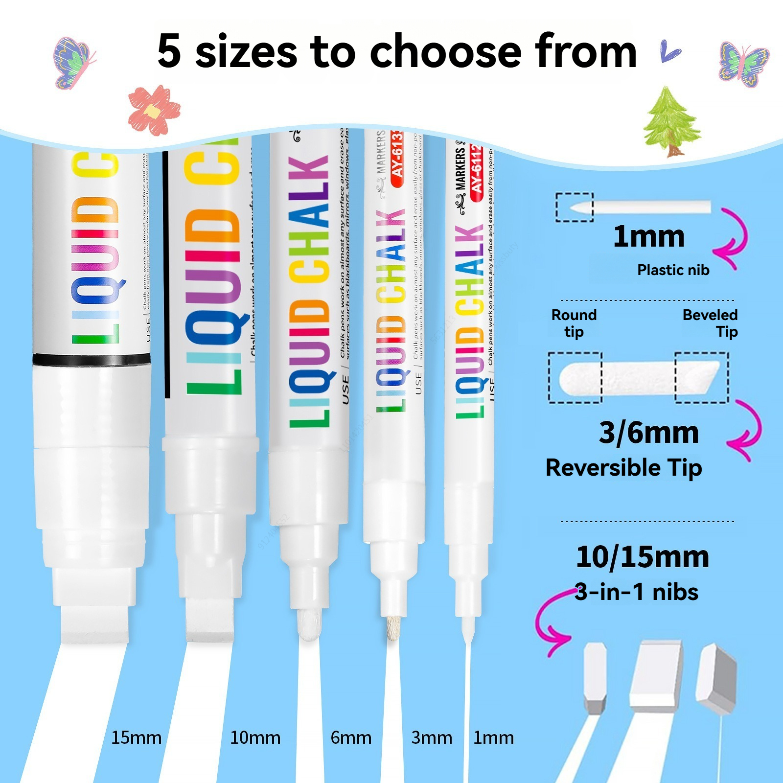 5pcs/set White Chalk Markers L – обзор и цена Correction Fluid White