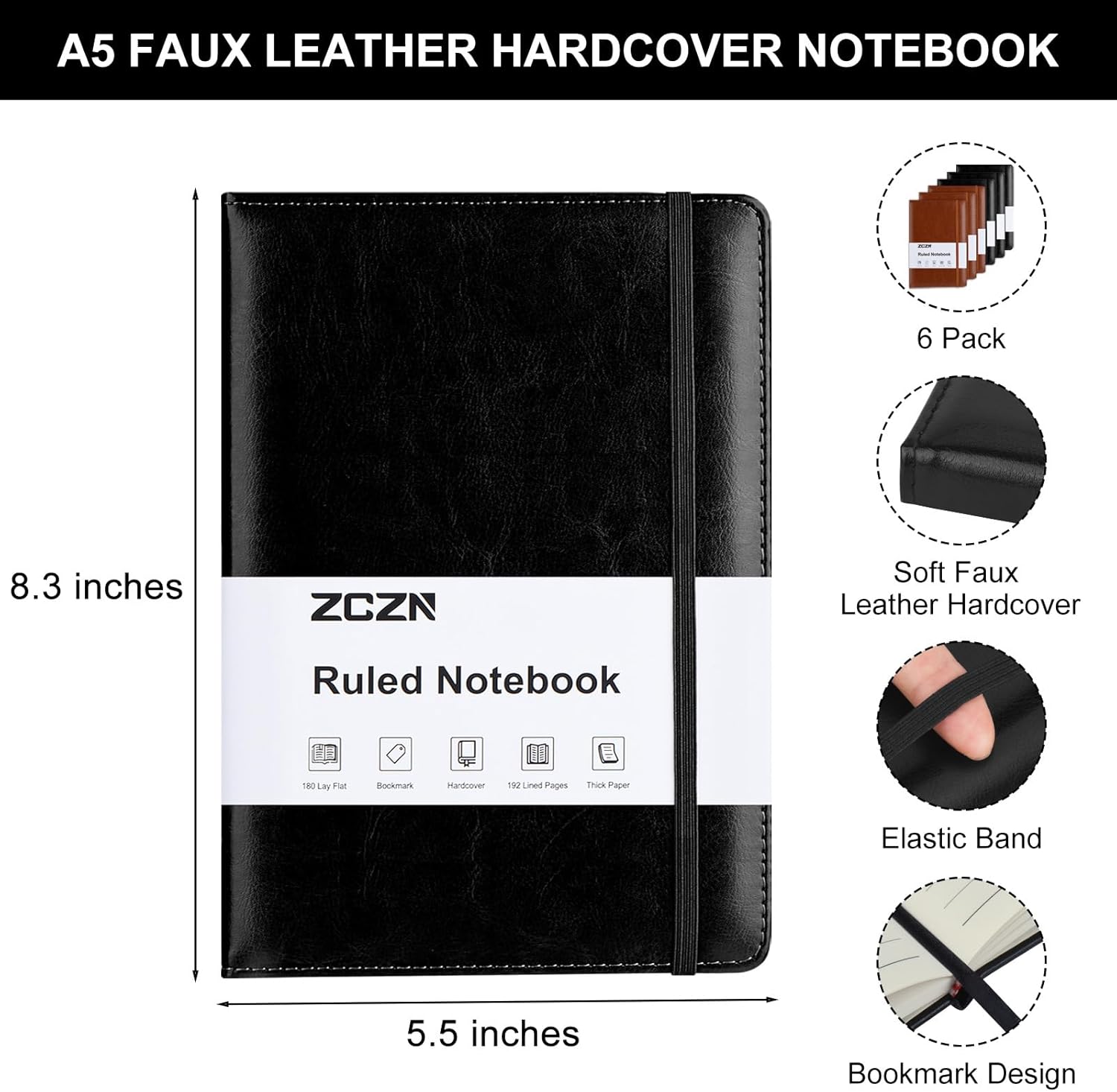 6 Pack Lined Journal Notebooks – обзор и цена Journal Leather Hardcover