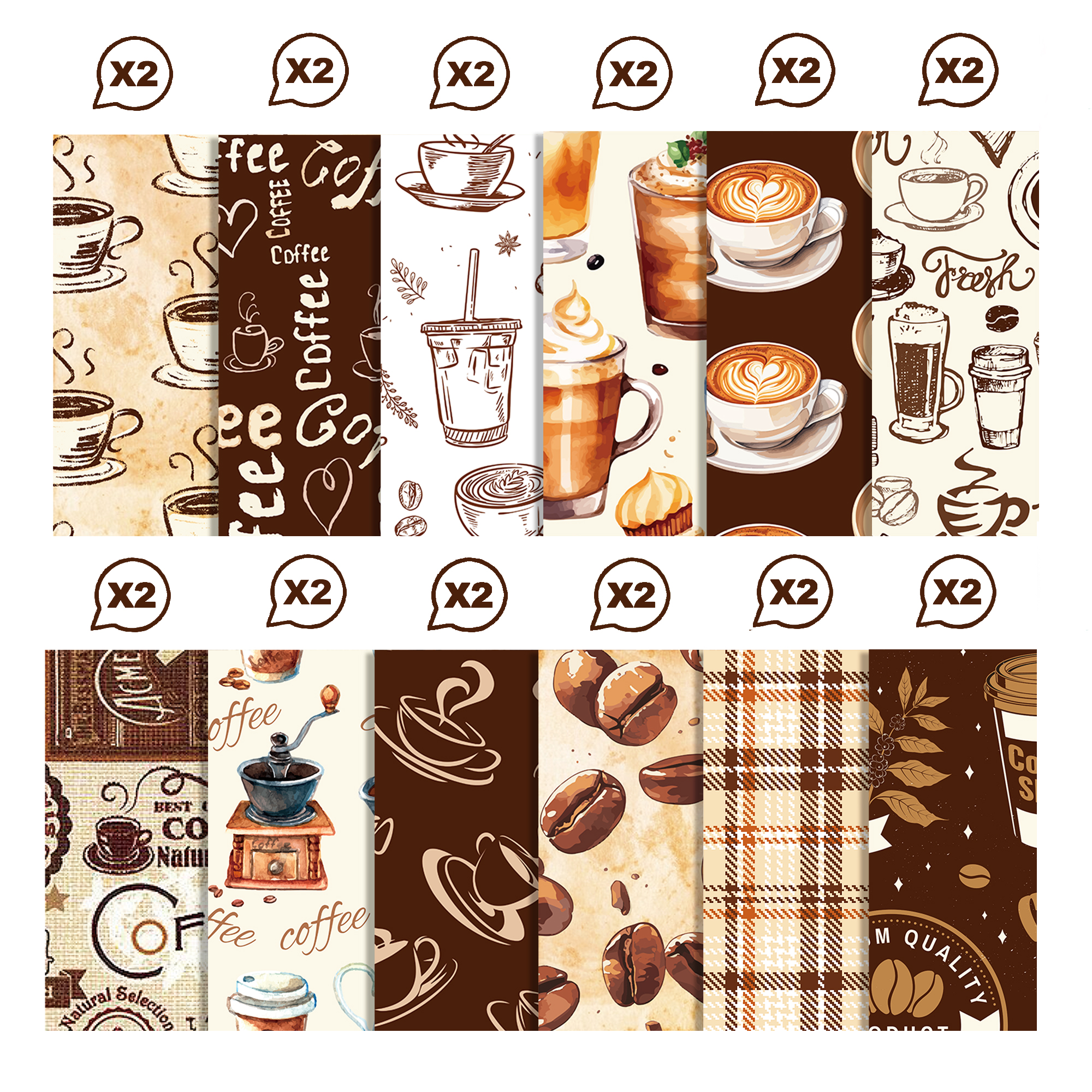 Vintage Coffee Pattern Washi T – обзор и цена Washi Tape Set