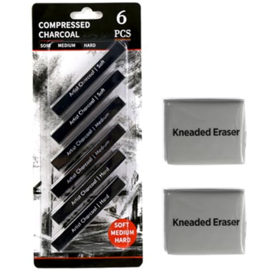 Compressed Charcoal Sticks 6 P – обзор и цена Rubber Eraser Kneaded
