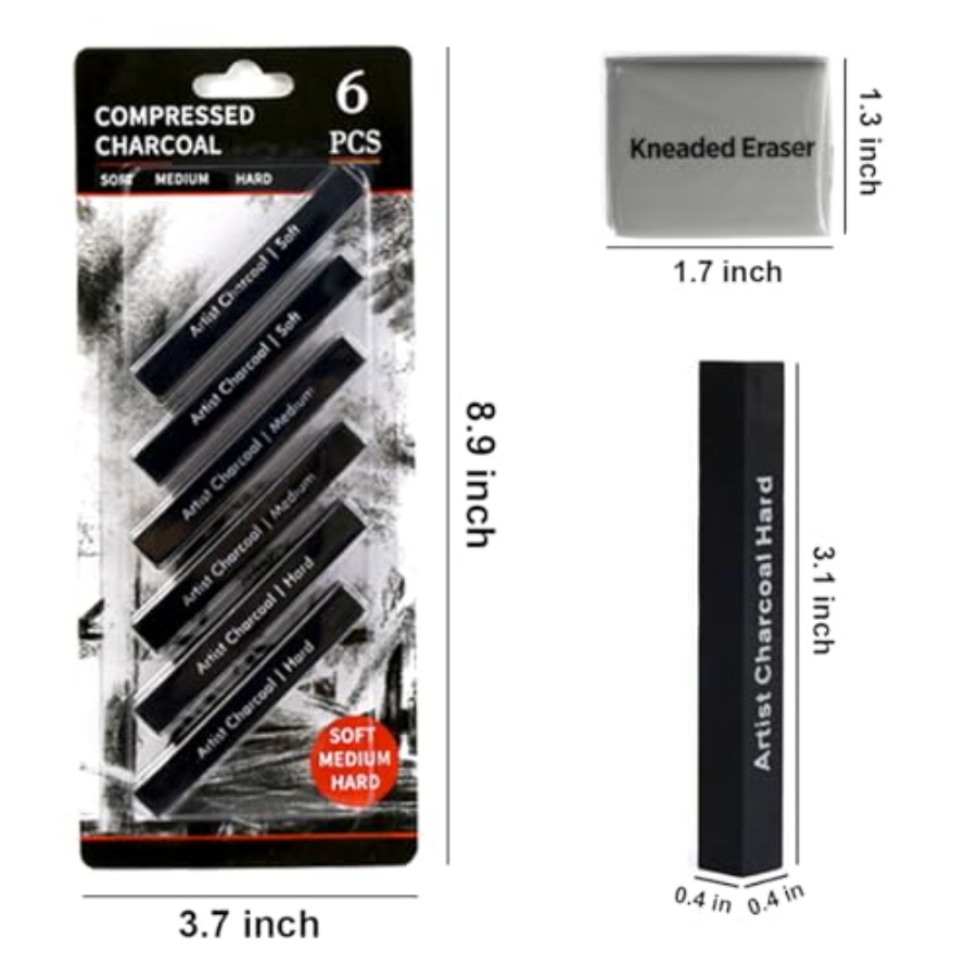 Compressed Charcoal Sticks 6 P – обзор и цена Rubber Eraser Kneaded