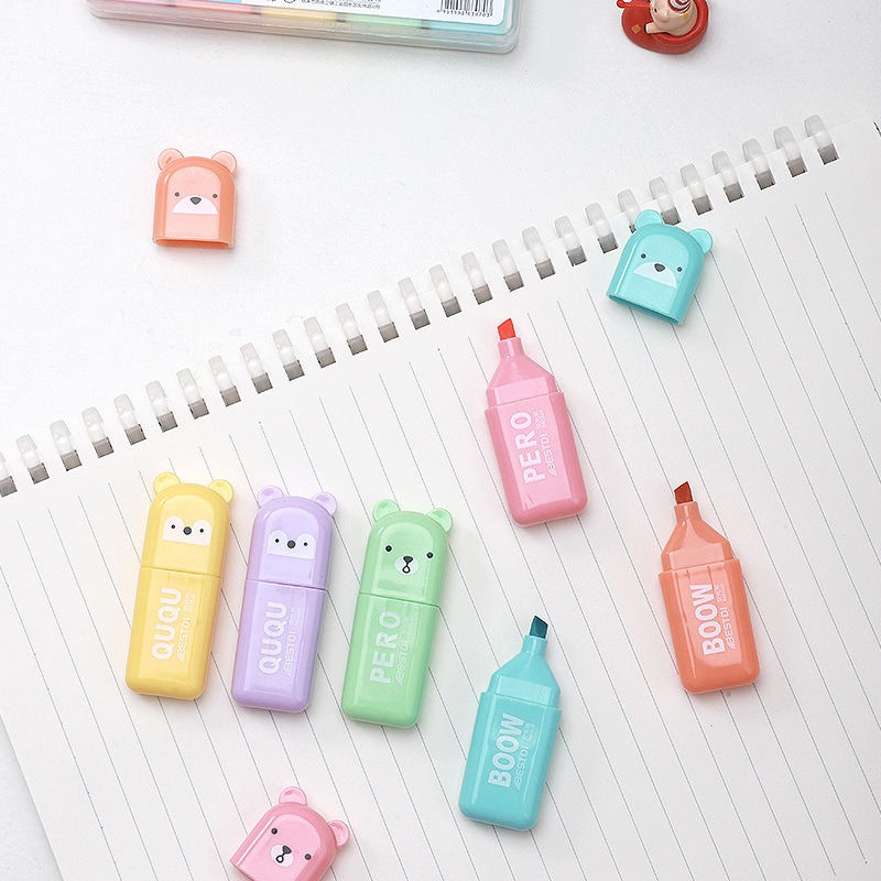 4/6/12 Pcs Kawaii Bear Highlig – обзор и цена Highlighter Set Pastel