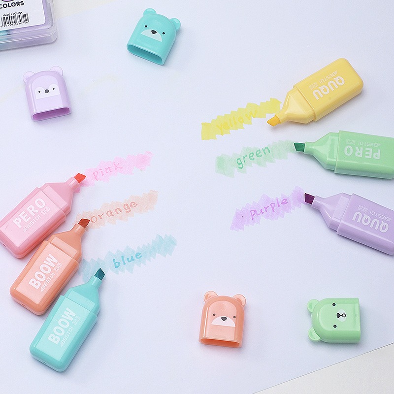 4/6/12 Pcs Kawaii Bear Highlig – обзор и цена Highlighter Set Pastel