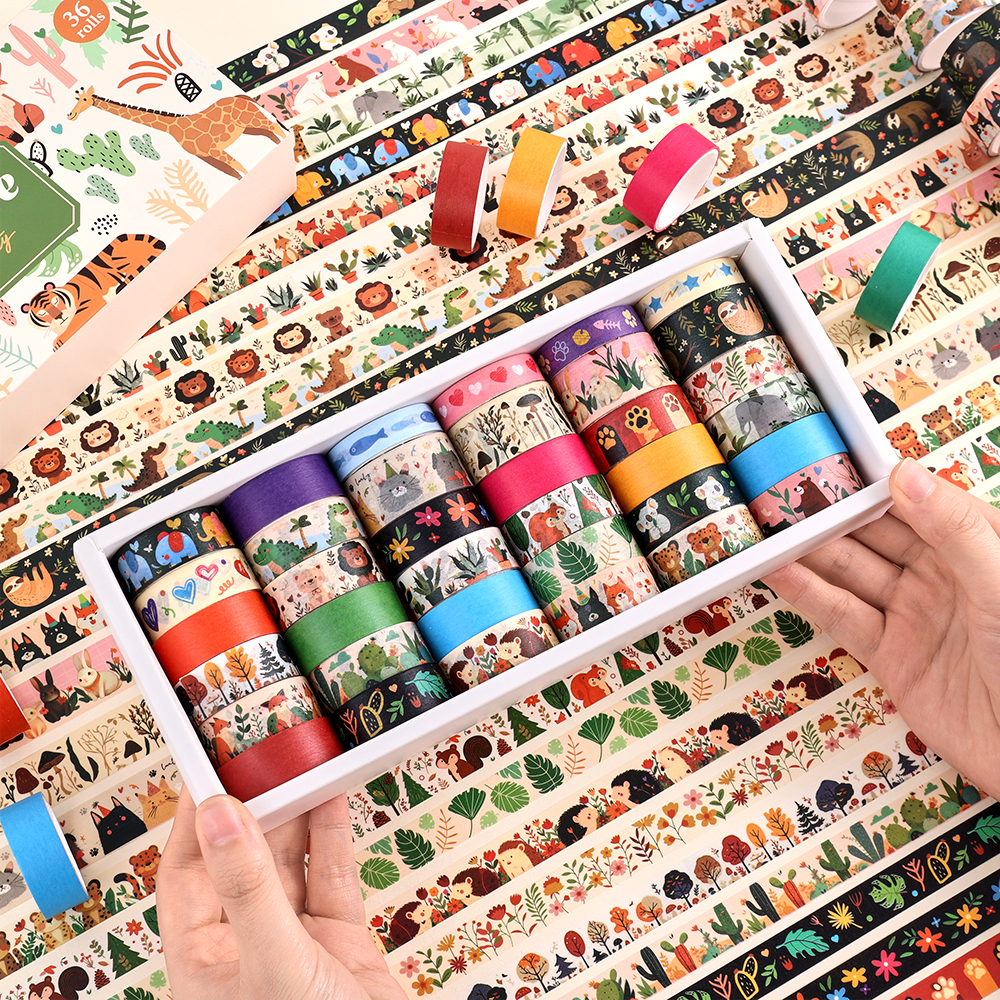 36 Rolls Vintage Animal Party  – обзор и цена Washi Tape Set