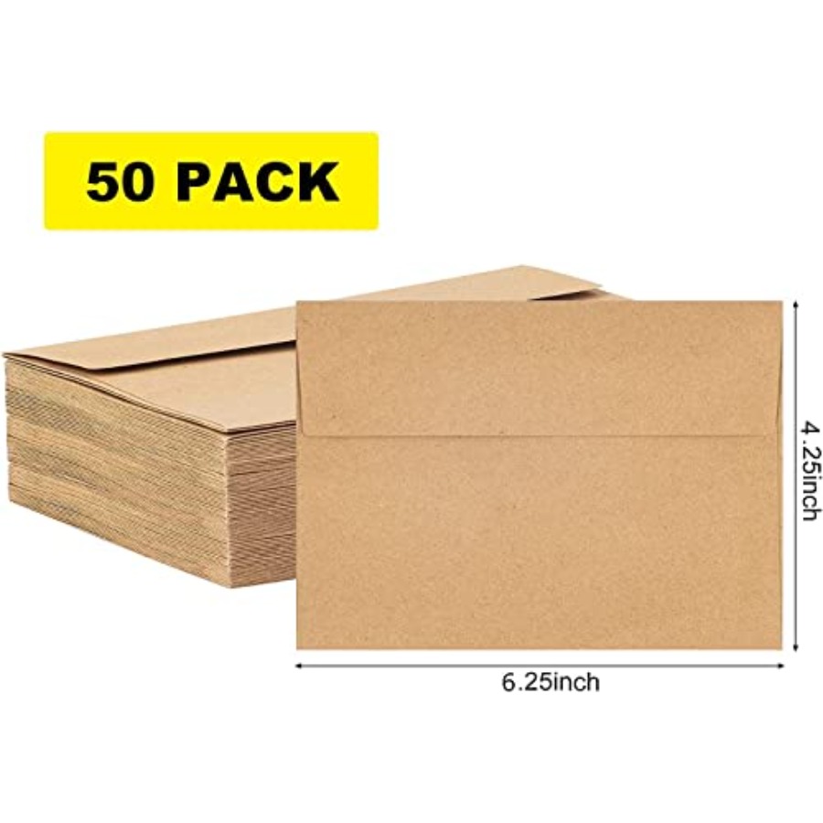 50 Pack Kraft Envelopes - 4 x  – обзор и цена Letter Envelope Kraft