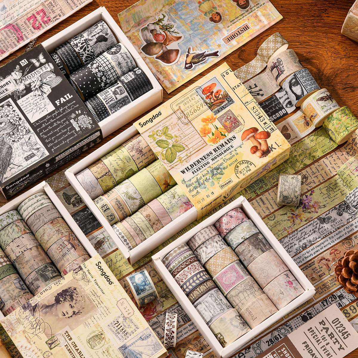 20 rolls of vintage washi tape – обзор и цена Washi Tape Set