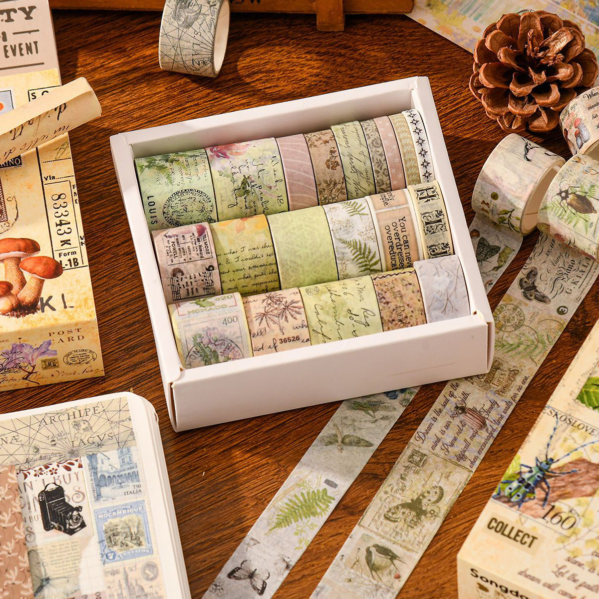 20 rolls of vintage washi tape – обзор и цена Washi Tape Set