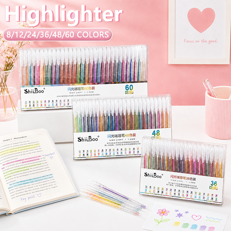 8-60 Colors Glitter Gel Pen Se – обзор и цена Highlighter Set Pastel
