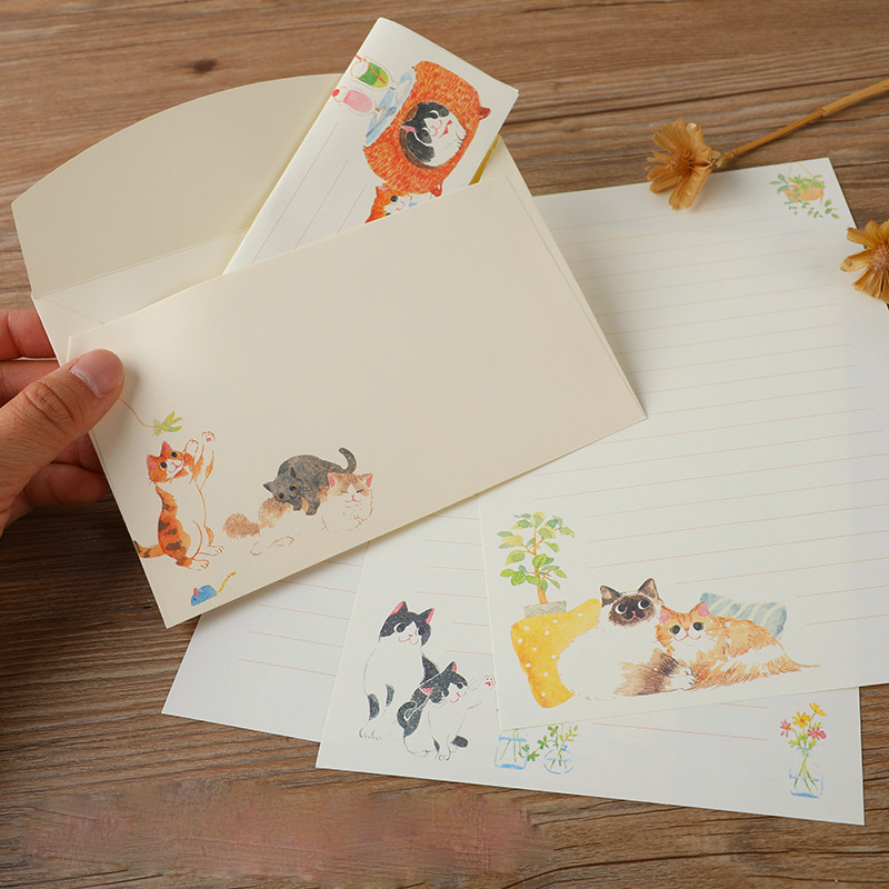 10Pcs Cartoon Cat Envelopes St – обзор и цена Letter Envelope Kraft