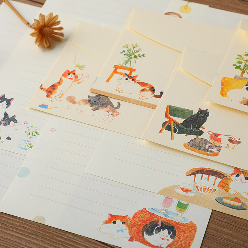 10Pcs Cartoon Cat Envelopes St – обзор и цена Letter Envelope Kraft