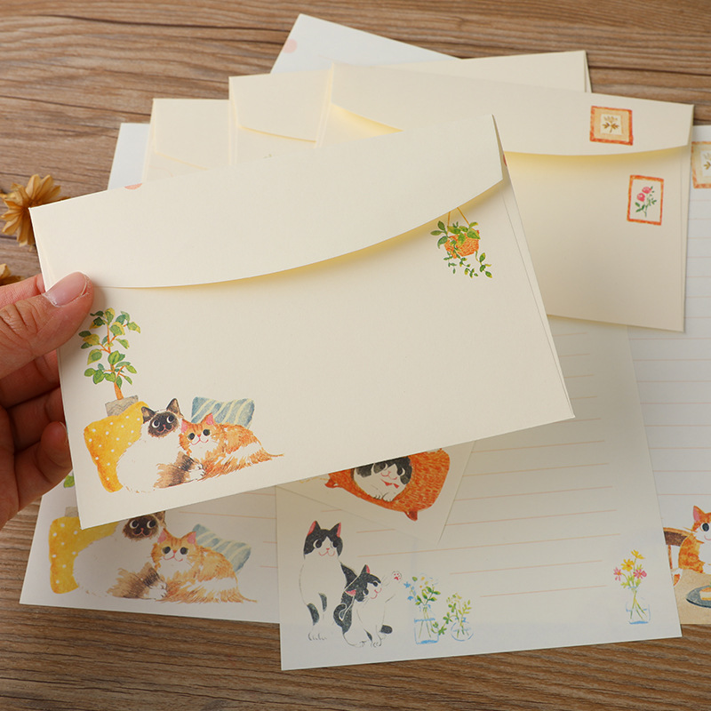 10Pcs Cartoon Cat Envelopes St – обзор и цена Letter Envelope Kraft